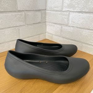 Crocs At Work Ballet Flats Womens Size 8 Black Slip Resistant Comfort Shoes